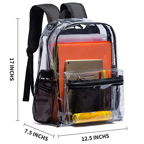 Vorspack Clear Backpack Heavy Duty PVC Transparent Backpack with Reinforced Strap for Workplace - Black