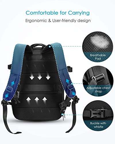 HOMIEE Carry on Bag Large Travel Backpack Flight Approved, Waterproof Rucksack Anti Theft Laptop Backpack for Men Women, 24-40L Expandable Weekender Overnight Duffel Bag Hand Luggage Suitcase