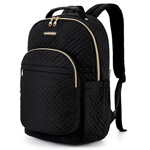 LIGHT FLIGHT Laptop Backpack for Women Laptop Backpacks for 15.6” Notebook Casual Computer Bag Stylish Stitch Pattern Daypack for Work Travel Business College Large Black