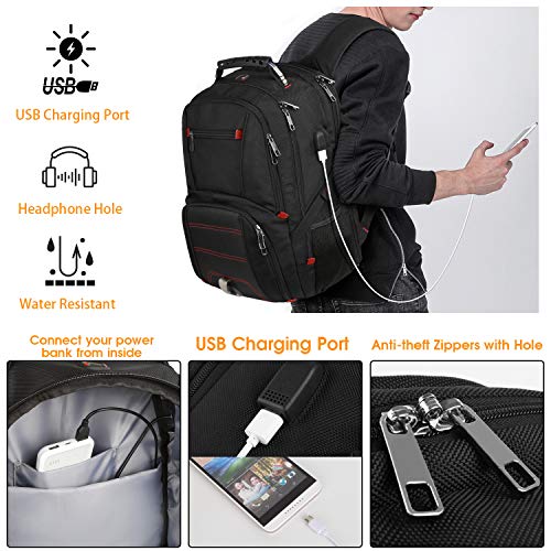 Travel Laptop Backpack,50L Extra Large Backpack for Men Women with USB Charging Port,TSA Friendly Durable Big Computer bag Tech Backpack RFID Heavy Duty Business College School Bookbag Fit 17''Laptops