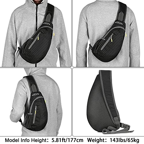 G4Free Sling Bags Men Shoulder Backpack Small Cross Body Chest Sling Backpack (Black)