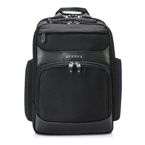 everki onyx premium business executive 15.6-inch laptop backpack, ballistic nylon and leather, travel friendly (ekp132),black