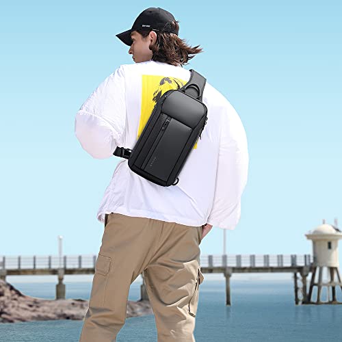 BANGE Sling Bag, Waterproof Men's Chest Bag Shoulder bags Crossbody Sling Backpack for Men… (7566Black)…