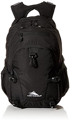 High Sierra Loop-Backpack, School, Travel, or Work Bookbag with tablet-sleeve, Black, One Size