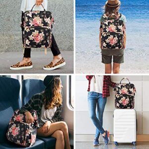 Laptop Backpack for Women,15.6 Inch Stylish College School Backpack with USB Charging Port,Water Resistant Casual Daypack Laptop Backpack for Girls/Nurse/Teacher/Travel (Flower Pattern)