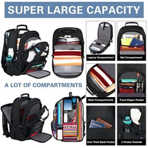 18.4 Inch Laptop Backpack, Extra Large Travel Backpack with USB Charger Port for Men Women, 60L Big Capacity Heavy Duty Computer Bag TSA Friendly RFID Anti Theft Pocket Durable College School Bookbag