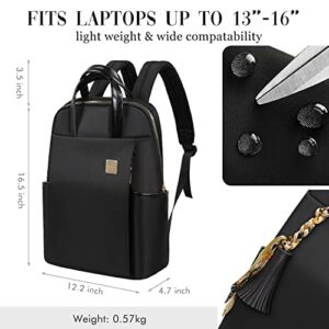 Laptop Backpack Purse 14 to 15.6 Inch 16 for Women Mini Small Computer Case Business Work Commuter Teacher Girl Cute College Fashion Carry on Airplane Travel Essentials Accessories Black Laptop Bag