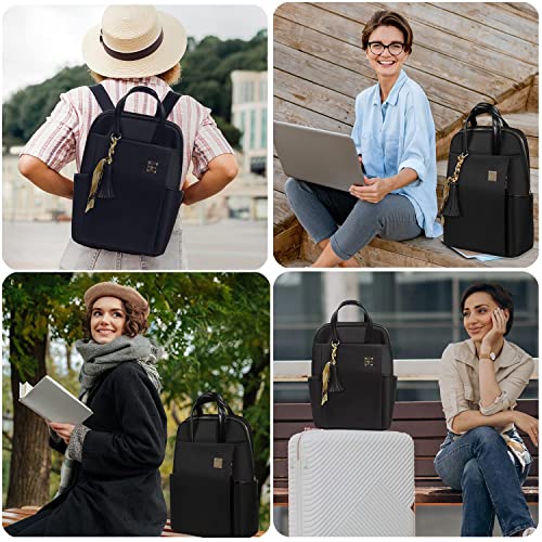 Laptop Backpack Purse 14 to 15.6 Inch 16 for Women Mini Small Computer Case Business Work Commuter Teacher Girl Cute College Fashion Carry on Airplane Travel Essentials Accessories Black Laptop Bag