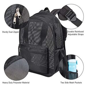 Heavy Duty Mesh Backpack, See Through College Student Backpack with Padded Shoulder Straps for Swimming, Outdoor Sports