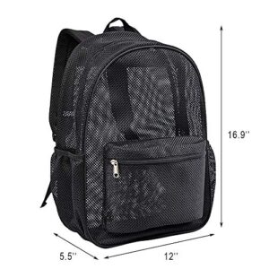 Heavy Duty Mesh Backpack, See Through College Student Backpack with Padded Shoulder Straps for Swimming, Outdoor Sports