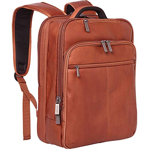 Kenneth Cole REACTION Manhattan Commuter Slim Backpack 16" Laptop Computer & Tablet Travel, Business, Work, School Bookbag, Cognac, Colombian Leather