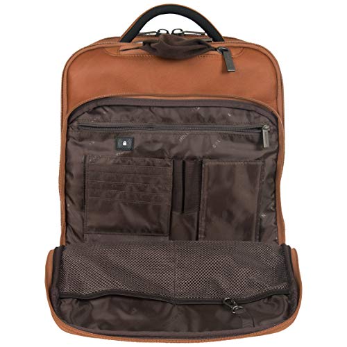 Kenneth Cole REACTION Manhattan Commuter Slim Backpack 16" Laptop Computer & Tablet Travel, Business, Work, School Bookbag, Cognac, Colombian Leather