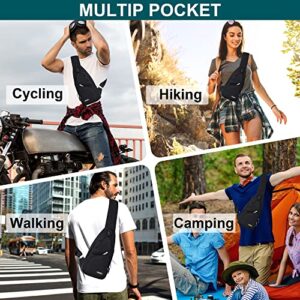 redaica Sling Bag Crossbody Backpack for Women Men Chest Bag Hiking Bag with USB Charging Port for Walking Camping Biking Travel Sports Running Cycling, Black