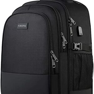 Backpack with Wheels, Large Rolling Backpack for Men Women, Water Resistant Business Travel Carry on Wheeled Backpack Bag, Durable Roller College School Computer Bookbag Fits 15.6 Inch Laptop, Black
