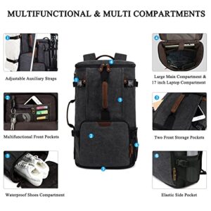 G-FAVOR 40L Travel Backpack, Vintage Canvas Rucksack Convertible Duffel Bag Carry On Backpack Fit for 17.3 Inch Laptop Bag