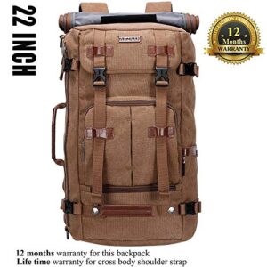 WITZMAN Canvas Backpack Vintage Travel Backpack Large Laptop Bags Convertible Shoulder Rucksack (A519-1 Brown)