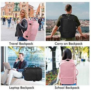 Travel Backpack for Men Women, Large Carry On Backpack Airline Approved,TSA 17.3 inch Laptop Backpack, Waterproof Backpack, College School Bag Casual Daypack for Weekender Business Hiking, Black