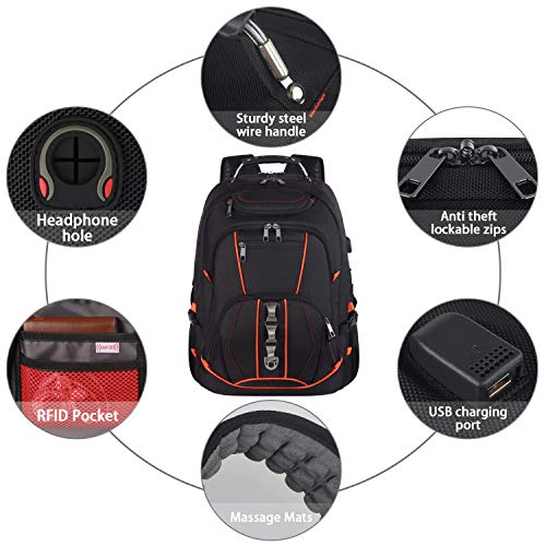 Travel Laptop Backpack,Extra Large 18.4 inch Gaming Laptop Backpacks with USB Charging Port,Big Capacity TSA Friendly RFID Anti Theft Pocket Durable College School unisex Heavy Duty Computer Bookbag