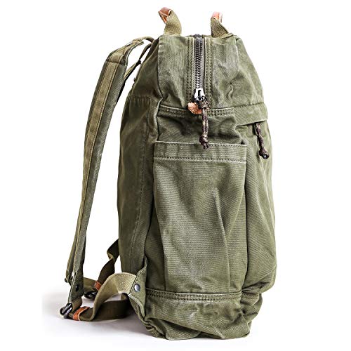 Gootium Canvas Backpack for Women Vintage Style Zipper Bag Men's Casual Daypack Cloth Outdoor Travel Rucksack, Olive