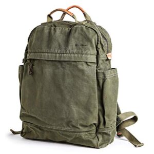 Gootium Canvas Backpack for Women Vintage Style Zipper Bag Men's Casual Daypack Cloth Outdoor Travel Rucksack, Olive