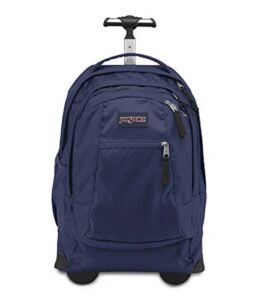 jansport driver 8 rolling backpack and computer bag for college students, teens, navy – durable laptop backpack with wheels, tuckaway straps, 15-inch laptop sleeve – premium bookbag rucksack