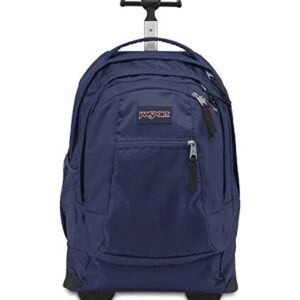 JanSport Driver 8 Rolling Backpack and Computer Bag for College Students, Teens, Navy - Durable Laptop Backpack with Wheels, Tuckaway Straps, 15-inch Laptop Sleeve - Premium Bookbag Rucksack
