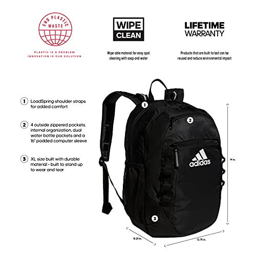 adidas Excel 6 Backpack, Black/White FW21, One Size