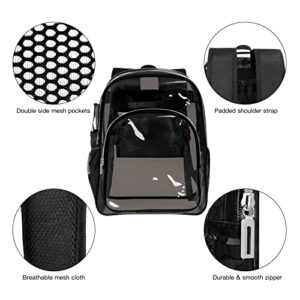 HEEYA Clear Backpack Heavy Duty Transparent Backpack for School Security Sports Work Travel Stadium College - Black