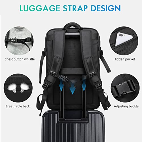 TANGCORLE Travel Carry on Backpack 50L Expandable Flight Approved Backpacks 17.3 inch Laptop and USB Charging Port bags Water Resistant Business Back Pack for Women & Men…