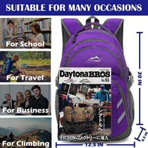 Backpack Bookbag for School College Laptop Travel Student ,Fit Laptop Up to 15.6 inch with USB Charging Port Multi Compartment Anti theft, Gift for Women Men (Purple)