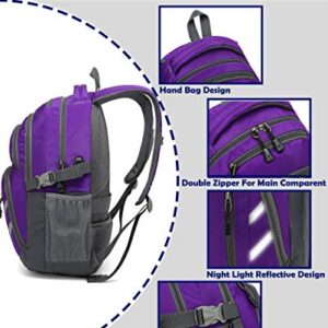 Backpack Bookbag for School College Laptop Travel Student ,Fit Laptop Up to 15.6 inch with USB Charging Port Multi Compartment Anti theft, Gift for Women Men (Purple)