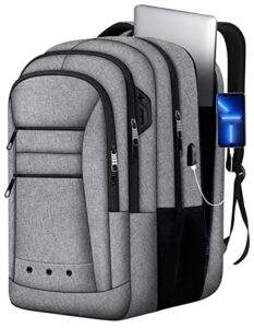 lckpeng backpack, laptop backpack, travel laptop backpack, backpack for women men, extra large tsa approved business college school 17.3 inch laptop carry on backpack with usb charging port , grey