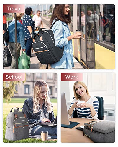 BAGSMART Travel Backpack for Women, 15.6 Inch Laptop Backpack, Teacher Backpack with USB Charging Hole, Casual Daypack College School Bookbags, Large Capacity Computer Backpacks for Business, Black