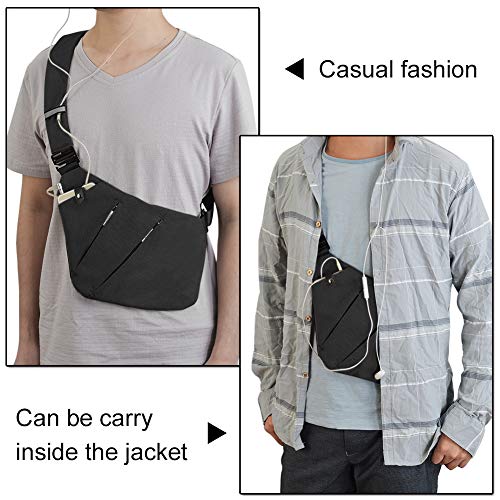 OSOCE Sling Bag Chest Backpack Casual Daypack Black Shoulder Crossbody Lightweight Anti Theft Outdoor Sport Travel Hiking Bag For Men Women