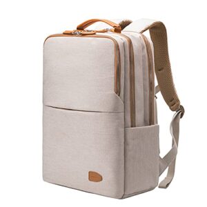 nobleman backpack for women and man ,waterproof school travel work backpack, 15.6 inch laptop backpack, daypack, with usb (beige plus)
