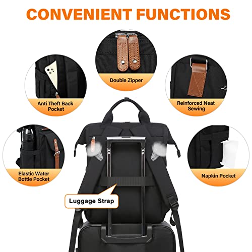 LOVEVOOK Laptop Backpack Purse for Women Work Travel Commuter Backpack College School Business Computer Bag Doctor Nurse Bags Student Bookbag , 15.6 Inch, Black-brown