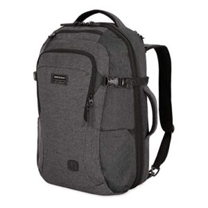 swissgear hybrid 16 inch laptop backpack for travel, work, school, men’s and women’s, heather grey