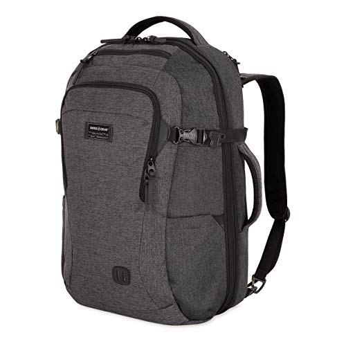 SwissGear Hybrid 16 inch Laptop Backpack for Travel, Work, School, Men's and Women's, Heather Grey