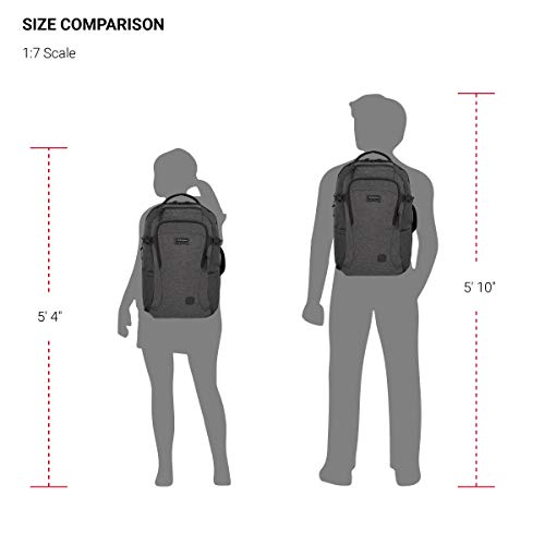 SwissGear Hybrid 16 inch Laptop Backpack for Travel, Work, School, Men's and Women's, Heather Grey