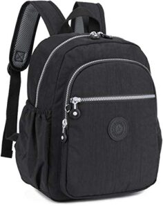 small nylon backpack mini casual lightweight daypack backpacks for women and girls (black)
