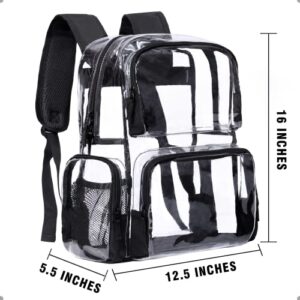 Vorspack Clear Backpack - Transparent Backpack with Reinforced Bottom & Multi-pockets for College Workplace Security - Black