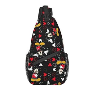 mouse crossbody sling backpack shoulder bag for women & men chest sling bag casual for travel hiking gym, black