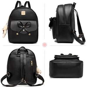 MACCINELO Cute PU leather 3pcs set backpack mini purse shoulder bag for women teen girls