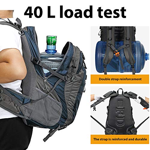 FENGDONG 40L Waterproof Lightweight Outdoor Daypack Hiking,Camping,Travel Backpack for Men Women Blue