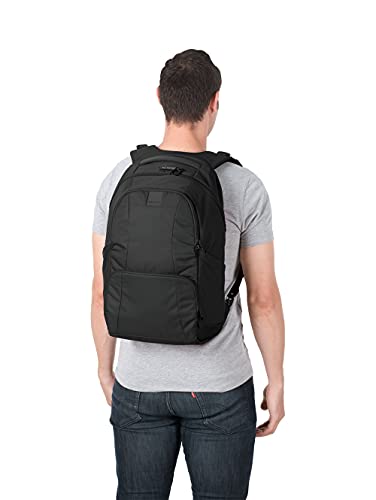 Pacsafe Metrosafe LS450 25 Liter Anti Theft Laptop Backpack - with Padded 15" Laptop Sleeve, Adjustable Shoulder Straps, Patented Security Technology (Black)