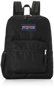 jansport cross town school backpack, black, 17″ x 12.5″ x 6″ – simple bookbag for girls, boys, adults with 1 main compartment, front utility pocket – premium school accessories