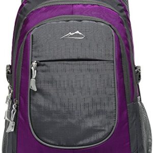 Backpack Bookbag for School College Student Sturdy Travel Business Hiking Fit Laptop Up to 15.6 Inch Multi Compartment Gifts for Men Women Night Light Reflective (Purple A)