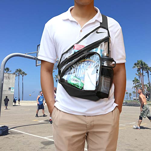 HULISEN Clear PVC Sling Bag Stadium Approved, Backpack with Adjustable Strap