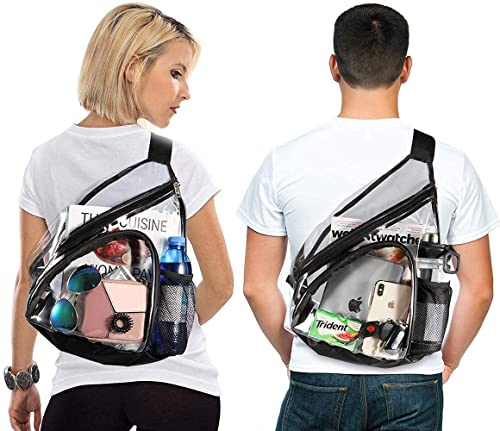 HULISEN Clear PVC Sling Bag Stadium Approved, Backpack with Adjustable Strap