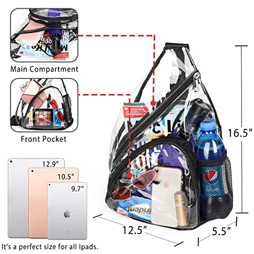 HULISEN Clear PVC Sling Bag Stadium Approved, Backpack with Adjustable Strap